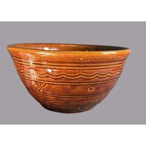 Vintage Marcrest Daisy Dot Oven Proof Stoneware Brown 8” Mixing Bowl